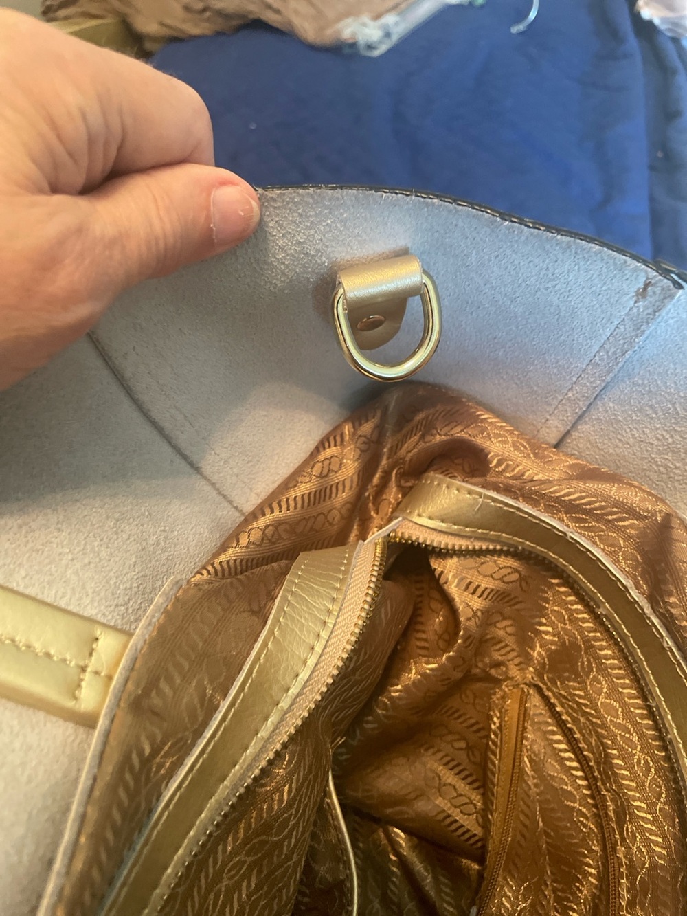 Gold Metallic Leather Tote Bag - Picture 8 of 11